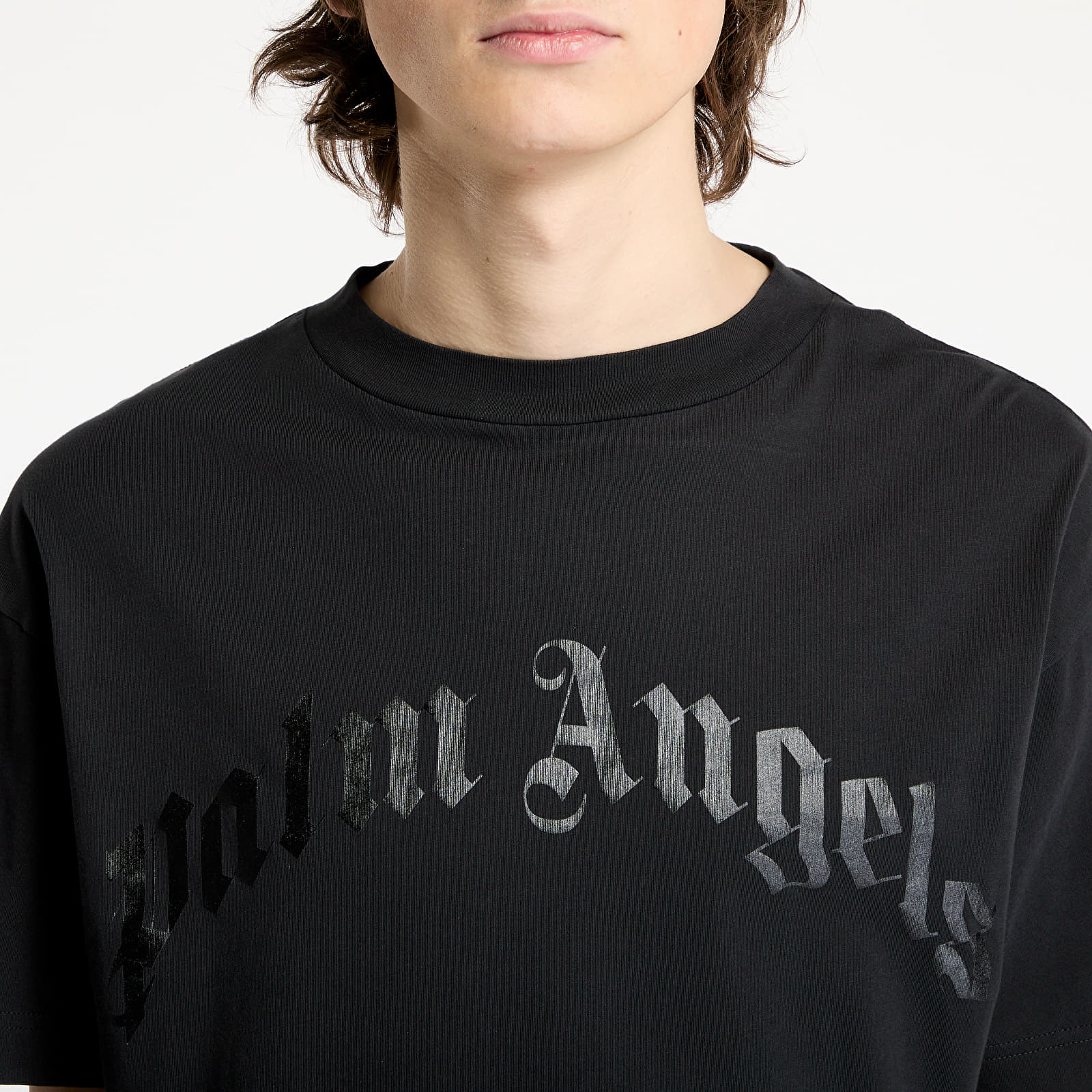T-Shirts Palm Angels Curved Logo Tee Black/ Black