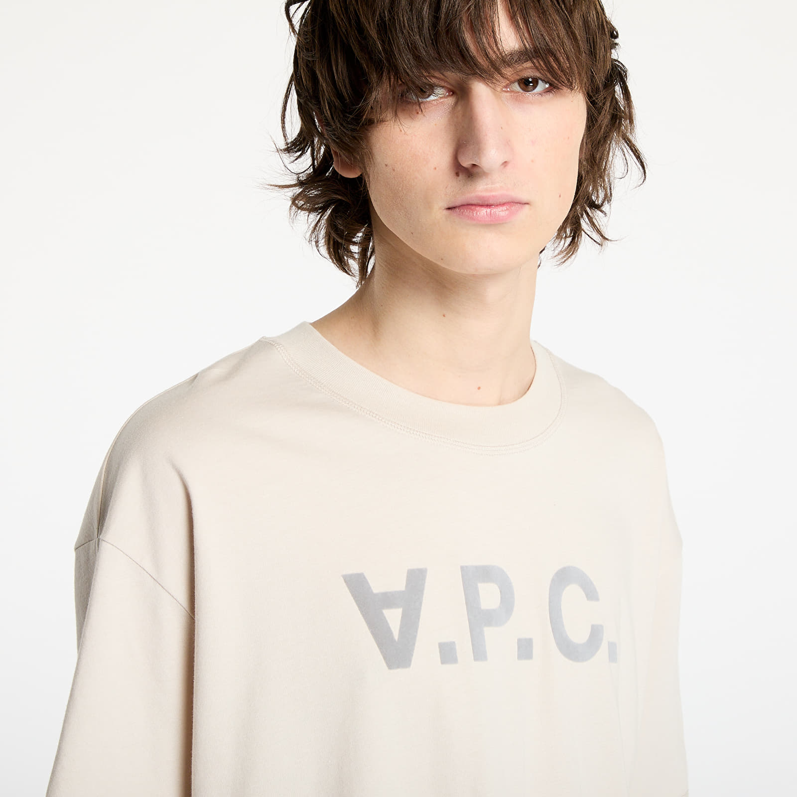 Marškinėliai A.P.C. Oversize Grand APC T-Shirt UNISEX Beige