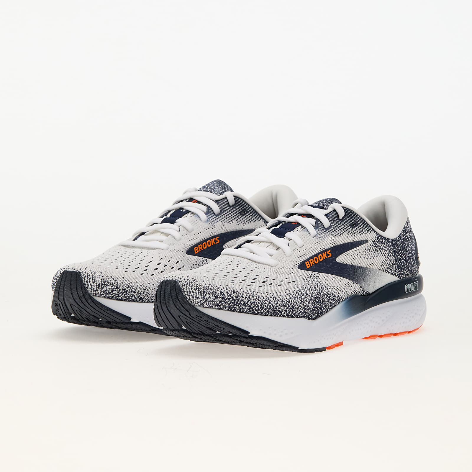 Men's shoes Brooks Ghost 16 M White/ Peacoat/ Orange