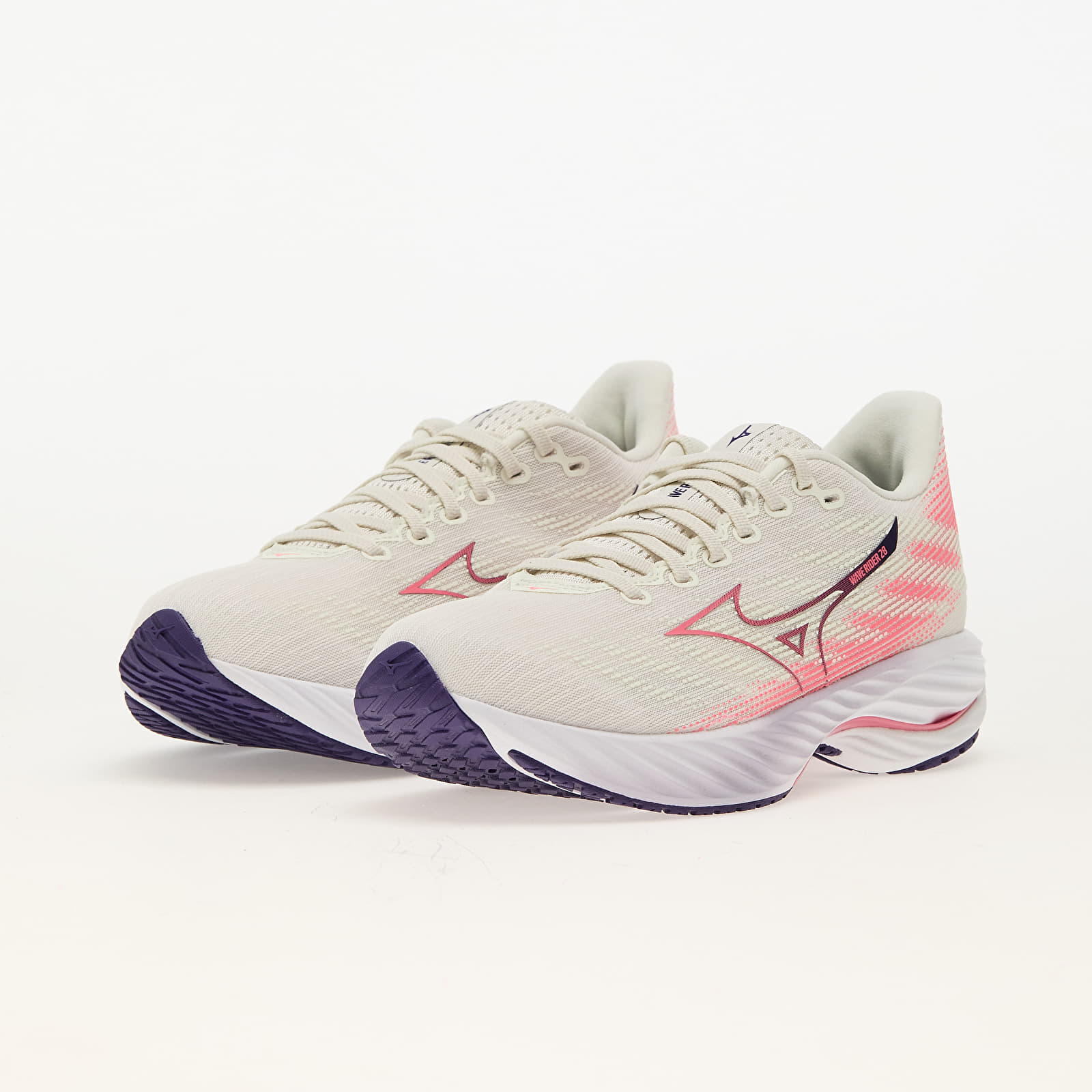 Frauen Mizuno Wave Rider 28 MIZSnowWhite/ CamelliaRose/ VinI