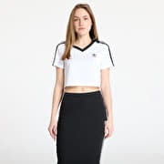 ★ adidas★ Football Jacquard V-Neck Crop Polo Shirt White Adidas - Adicolor Football Jacquard V-Neck Polo in White – Stoy