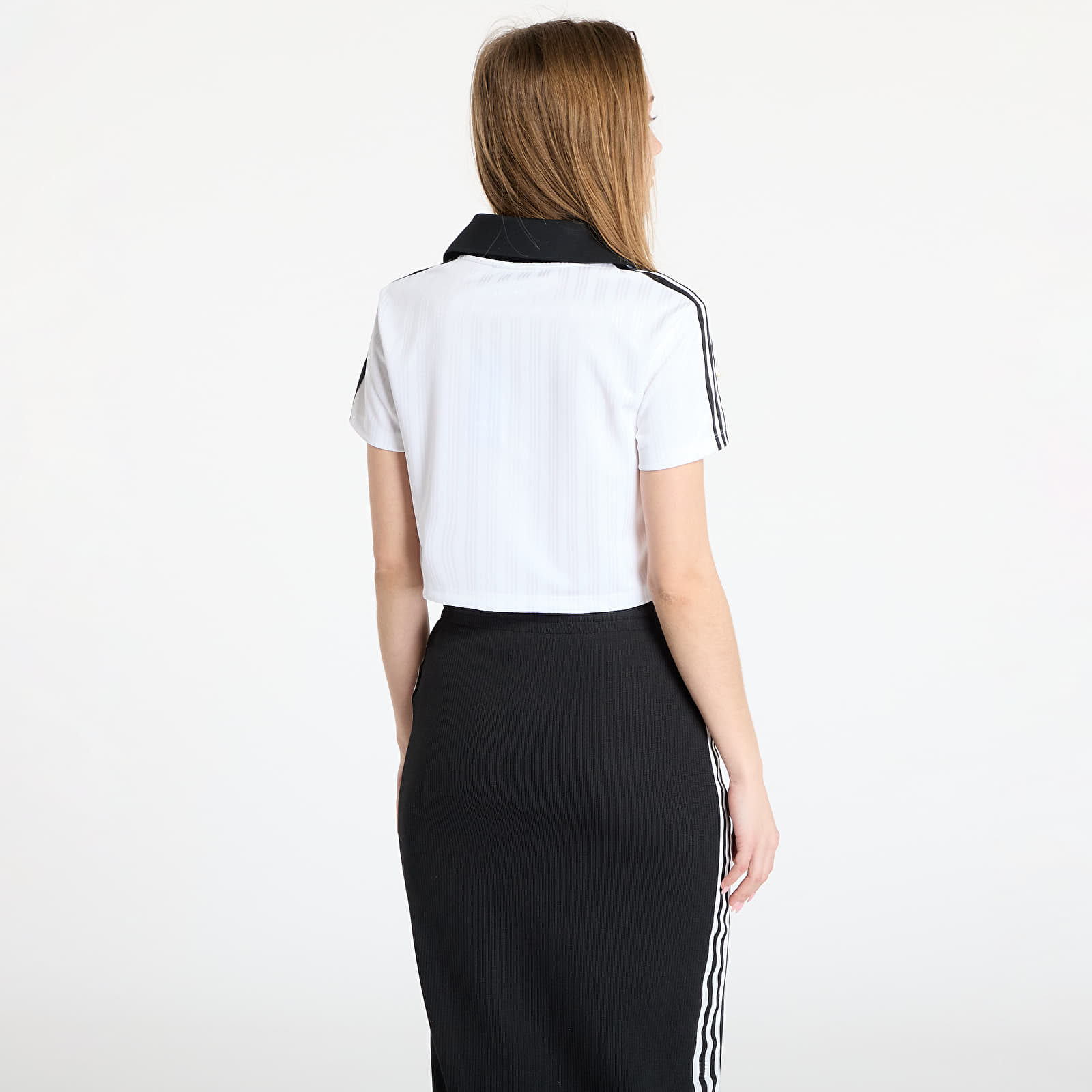 Tank Tops adidas Adicolor Football Jacquard V-Neck Crop Polo Shirt White