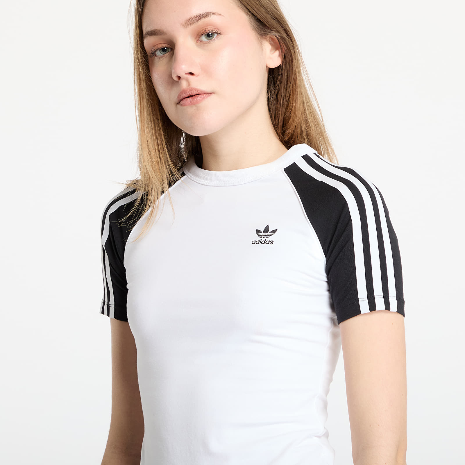 Koszulki adidas Adicolor 3 Stripe Raglan Slim Tee White/ Black