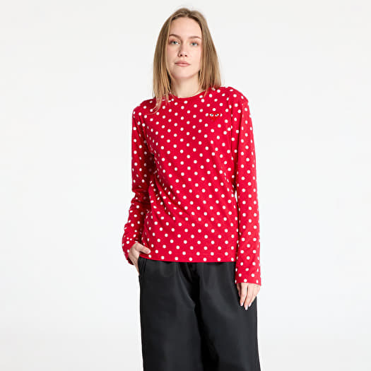 T-skjorte Comme des Garçons PLAY Heart Logo Long Sleeve Tee UNISEX Red