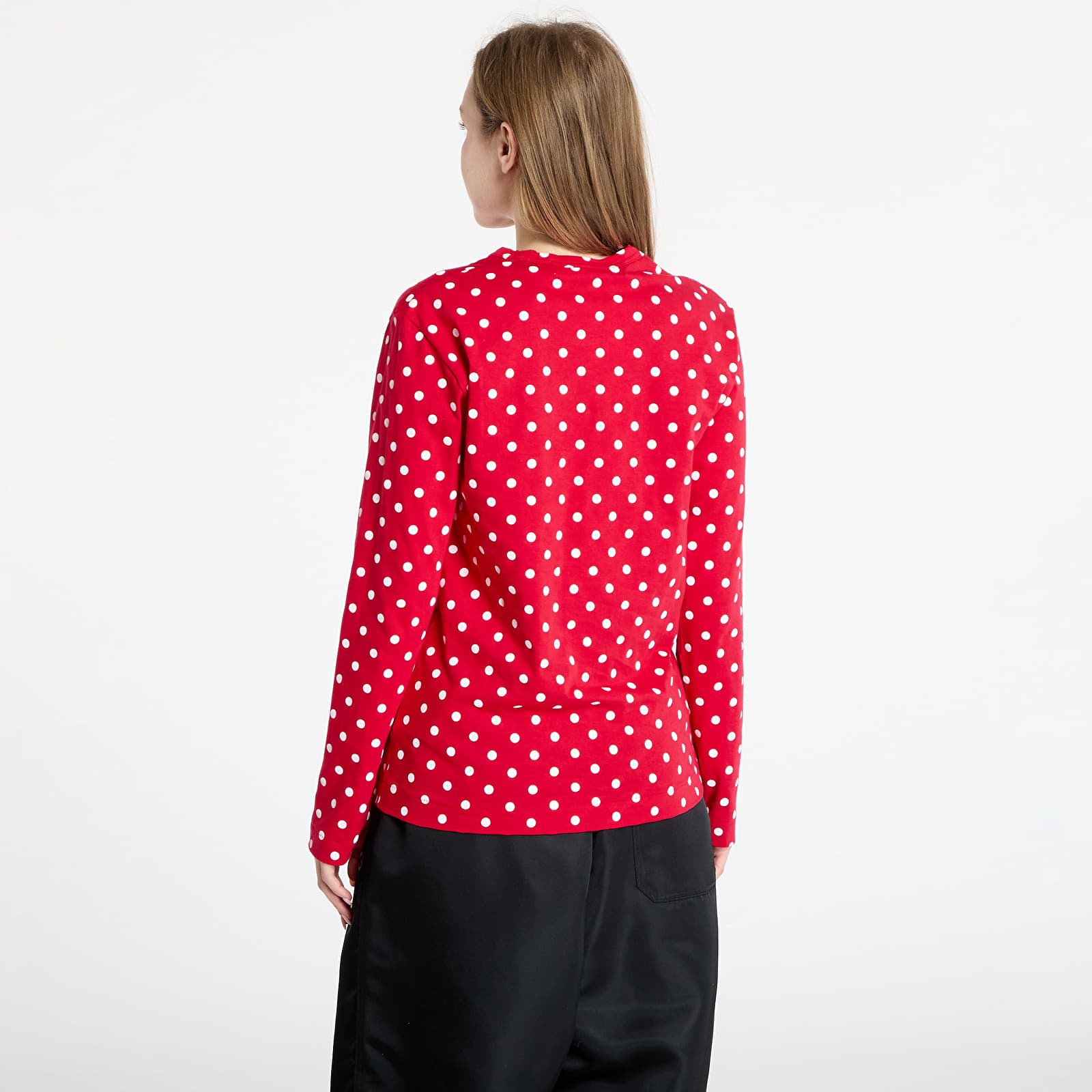 T-Shirts Comme des Garçons PLAY Heart Logo Long Sleeve Tee UNISEX Red