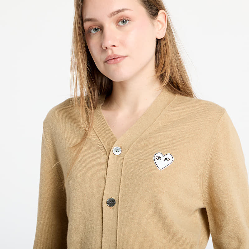 Comme des Garçons PLAY White Emblem V-Neck Cardigan Knit UNISEX