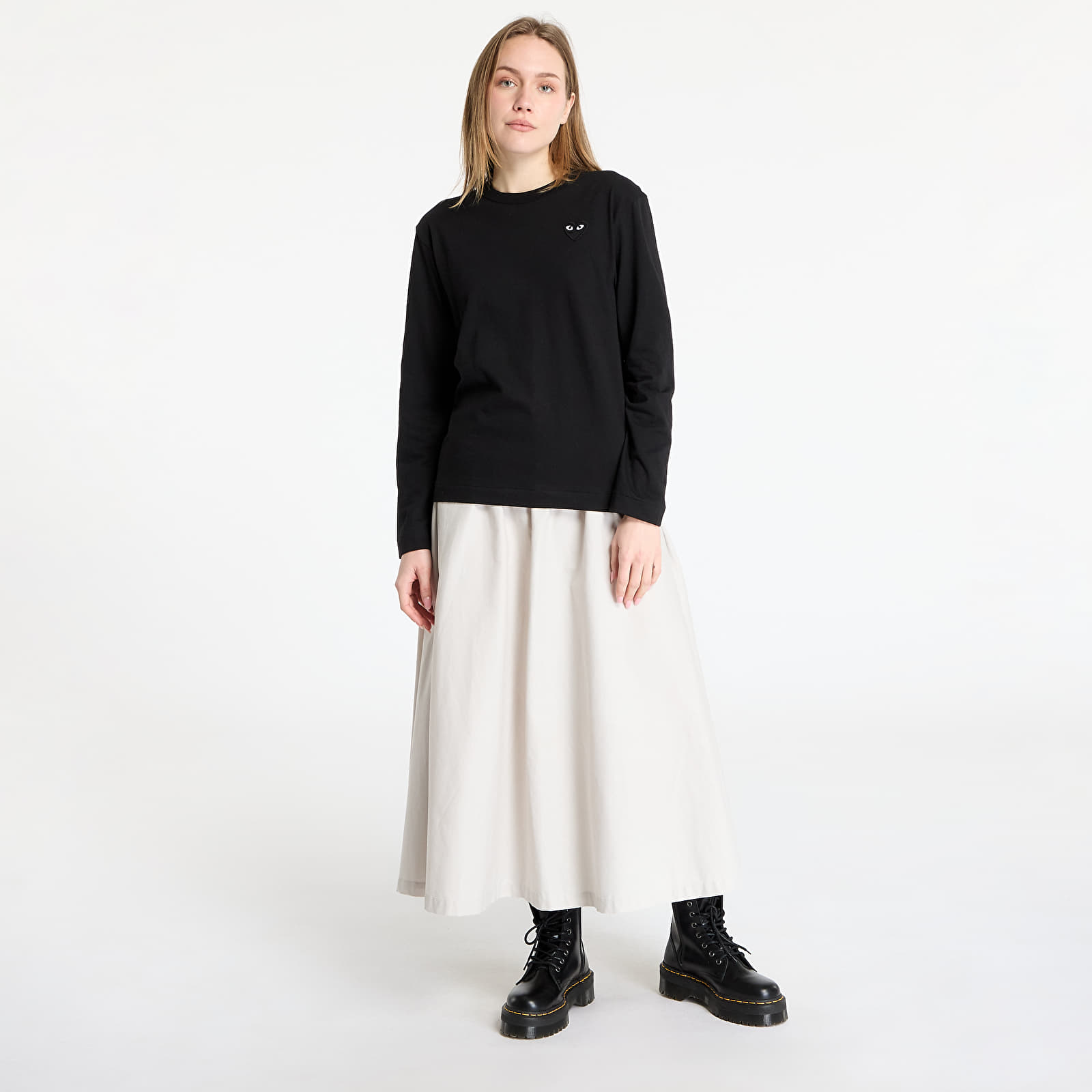 Koszulki Comme des Garçons PLAY Black Emblem Long Sleeve Tee UNISEX Black