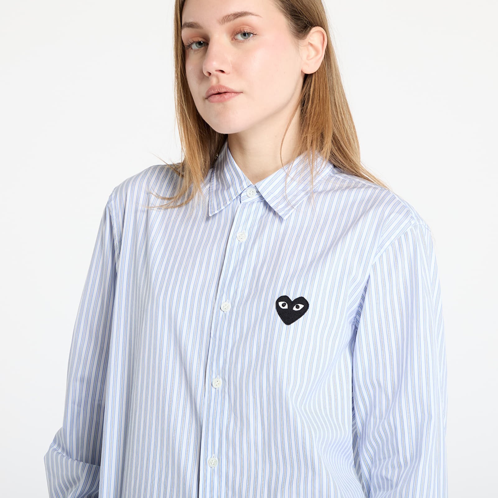 Сорочка Comme Des Garçons PLAY Black Heart Striped Shirt UNISEX White/ Light Blue L