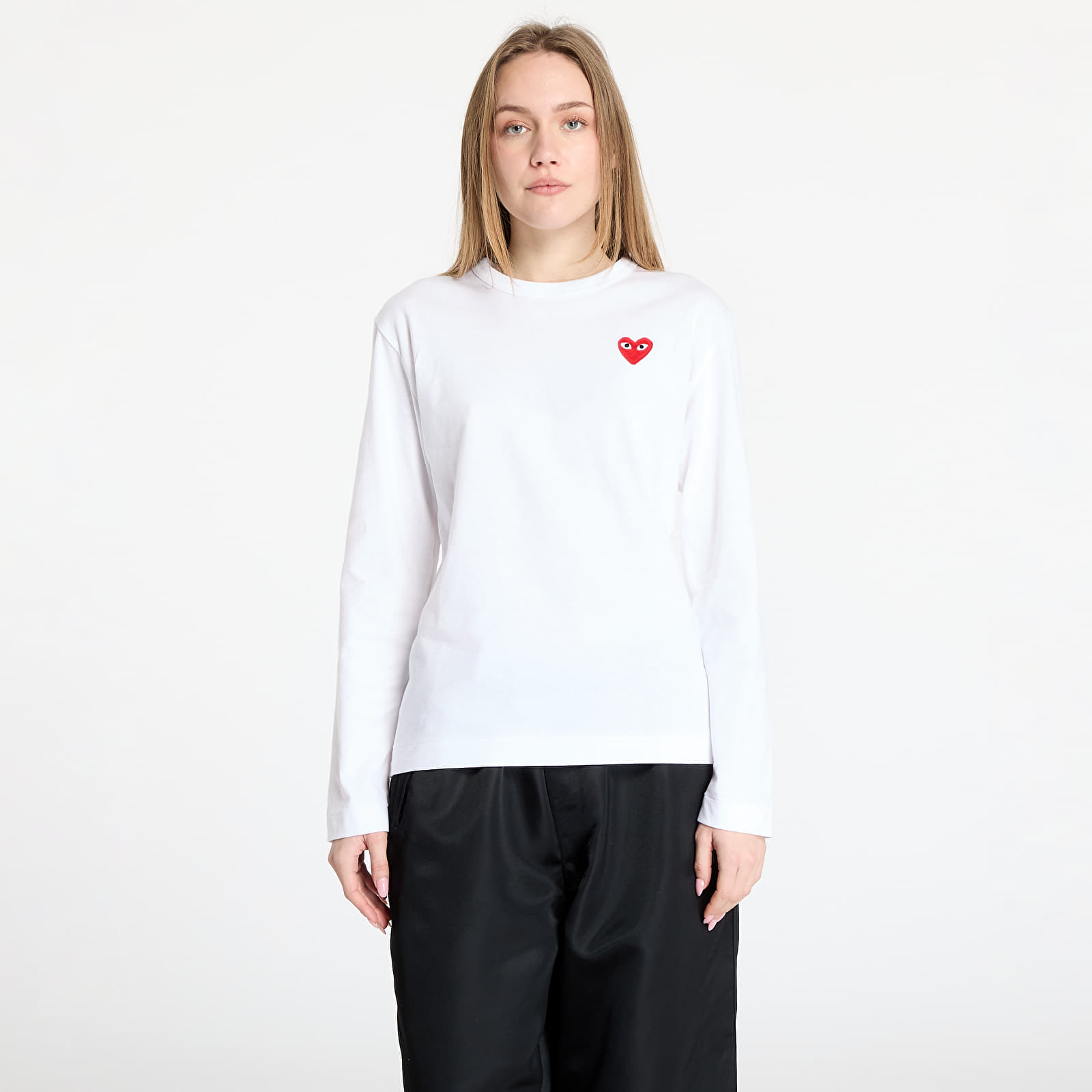 Koszulki Comme des Garçons PLAY Long Sleeve Tee UNISEX White