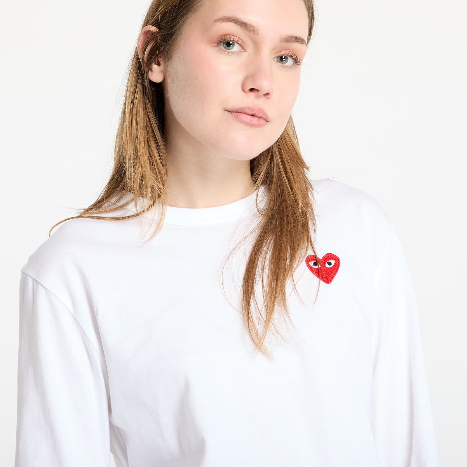 Koszulki Comme des Garçons PLAY Long Sleeve Tee UNISEX White