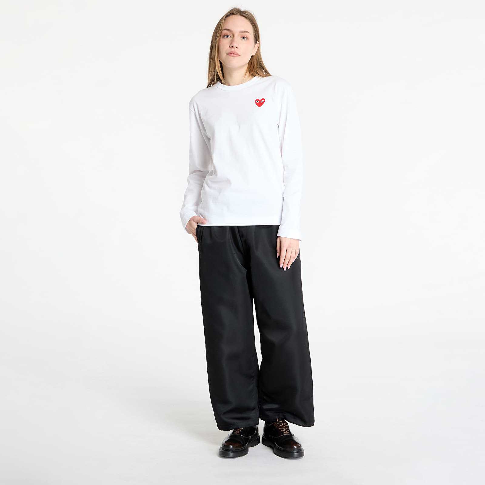 Koszulki Comme des Garçons PLAY Long Sleeve Tee UNISEX White