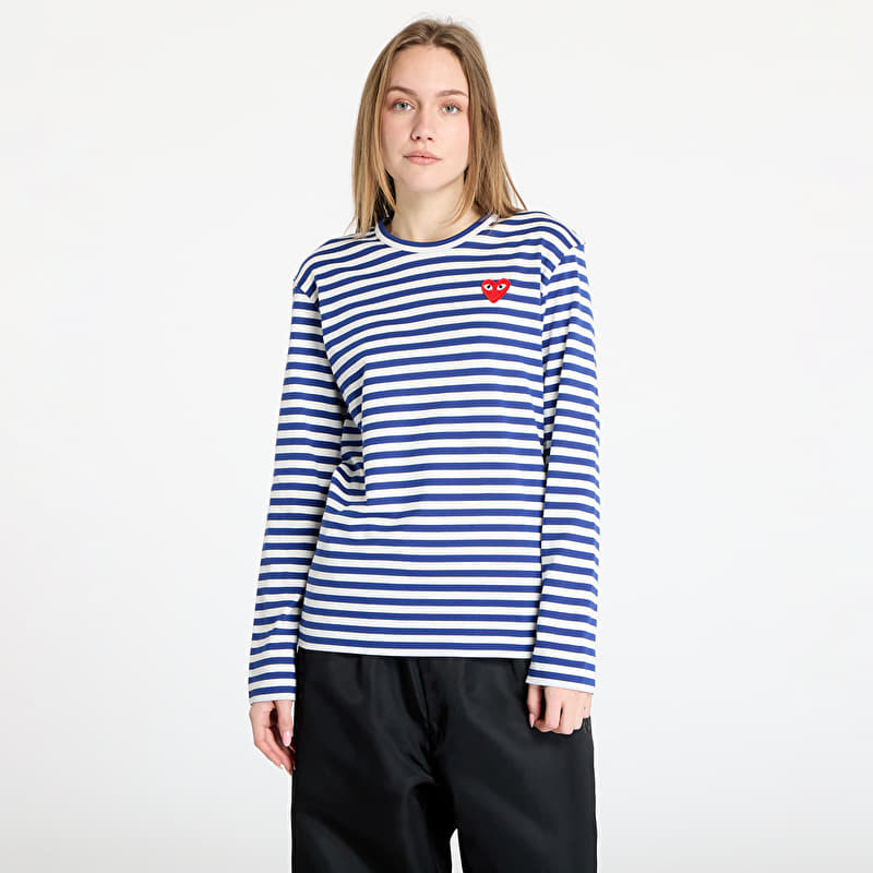 Comme des Garçons PLAY Long Sleeve Tee UNISEX Navy/ White | Footshop
