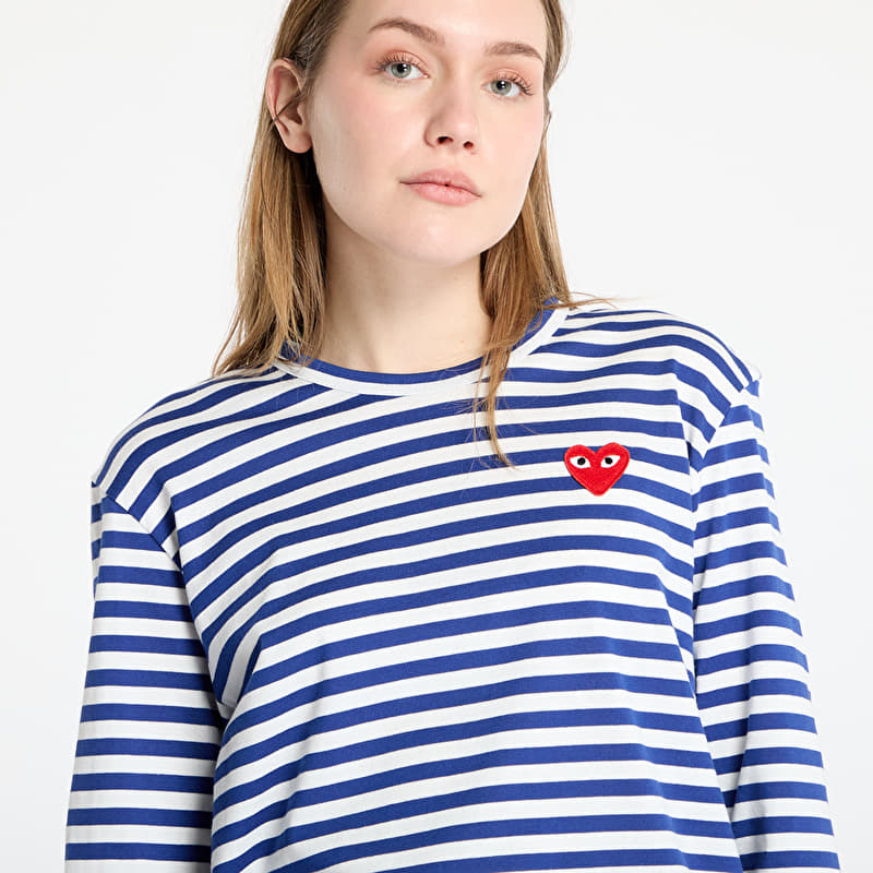 Comme des Garçons PLAY Long Sleeve Tee UNISEX Navy/ White | Footshop