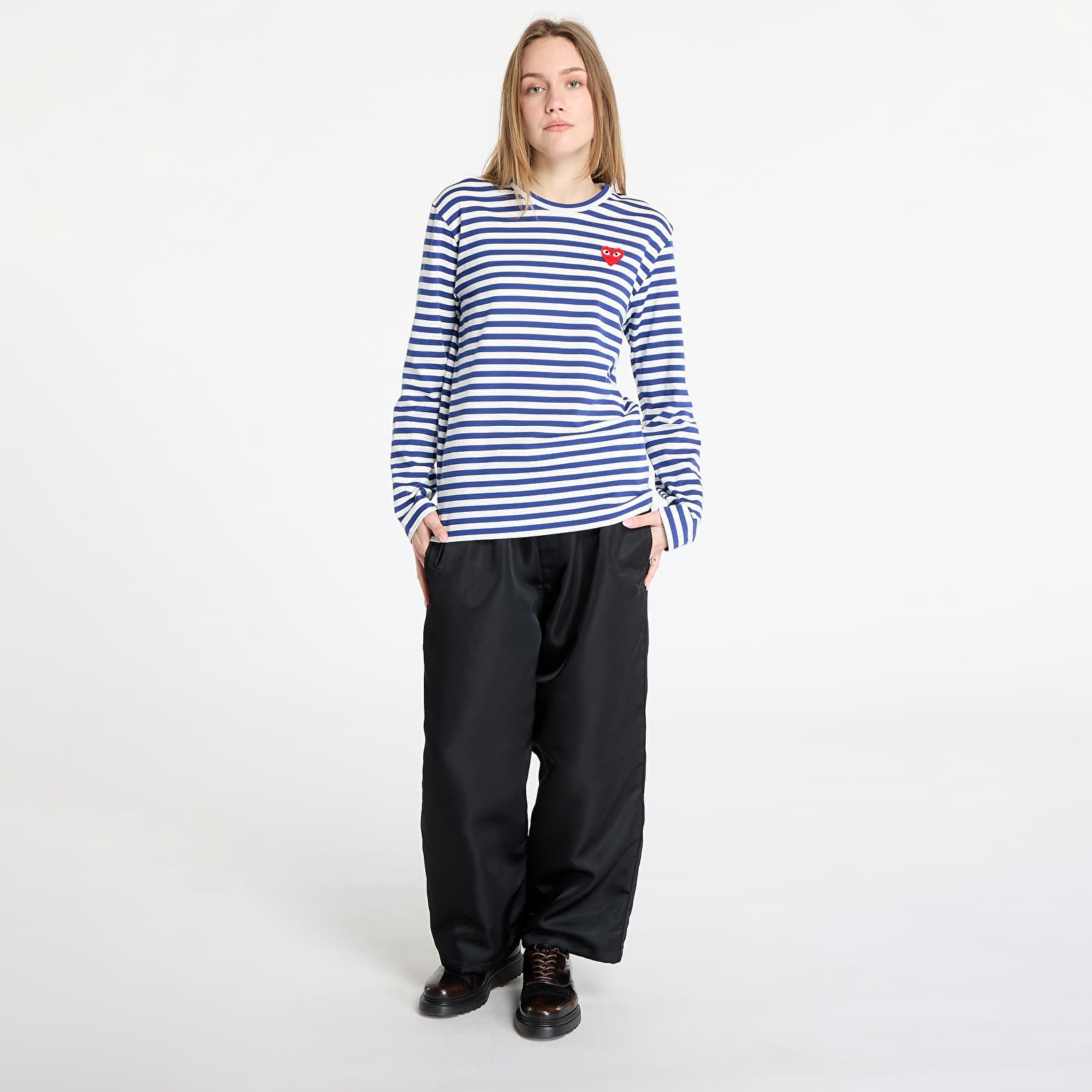 Magliette Comme des Garçons PLAY Long Sleeve Tee UNISEX Navy/ White