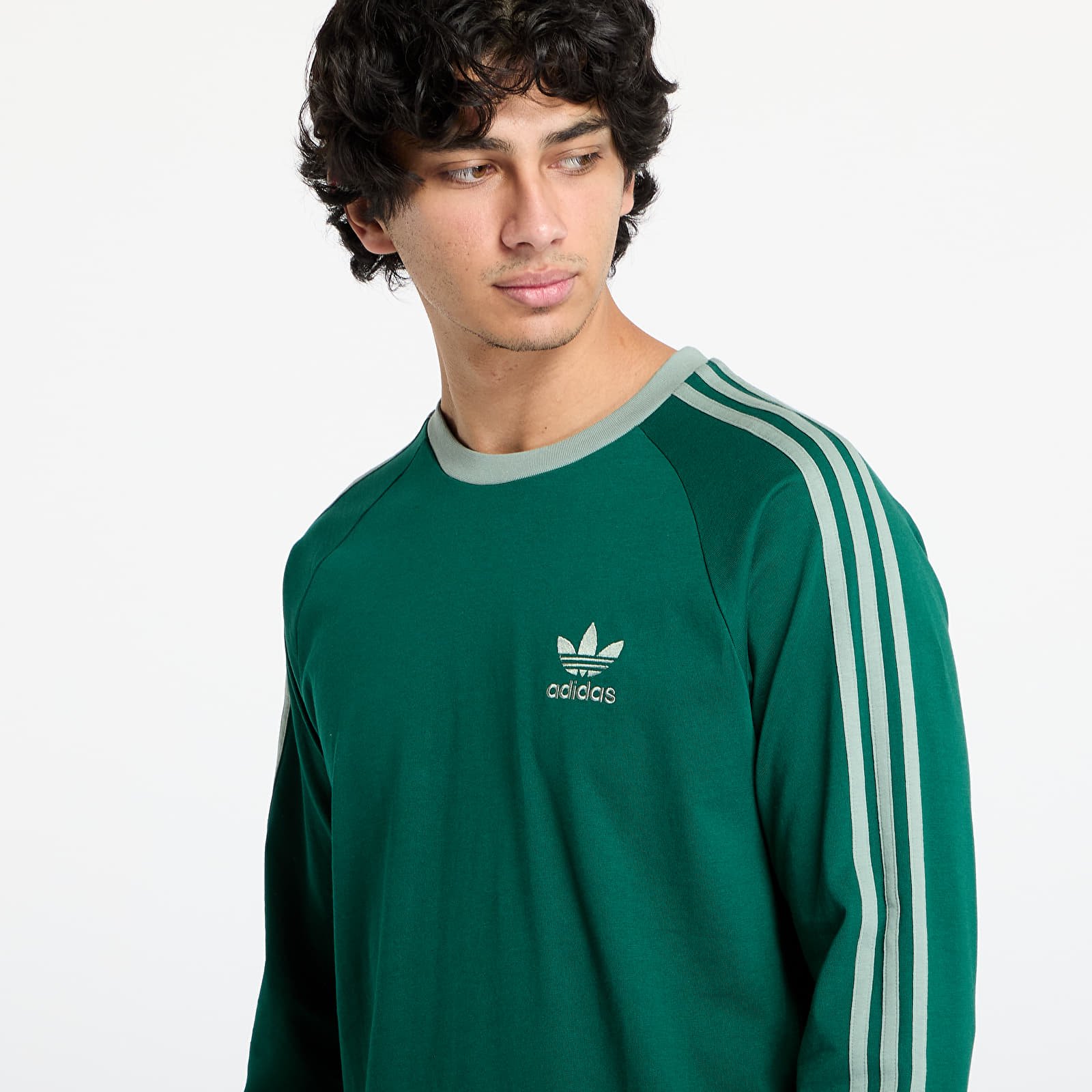 Men's T-shirts adidas Adicolor Classics 3-Stripes Longsleeve T-Shirt Collegiate Green