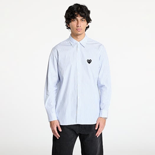 Риза Comme des Garçons PLAY Black Heart Striped Shirt UNISEX White/ Light Blue