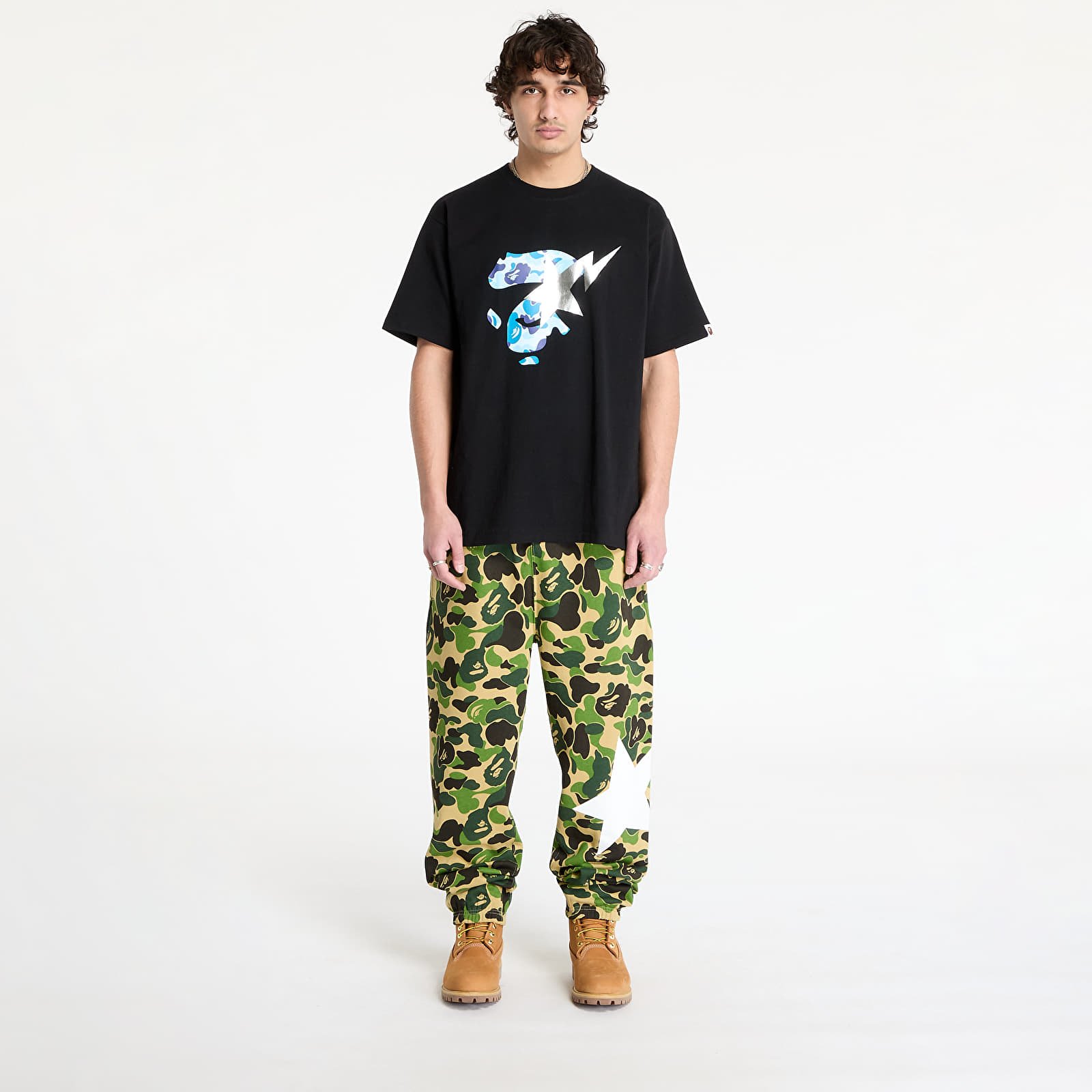 T-skjorter A BATHING APE Abc Camo Ape Face Sta Tee M Black/ Blue