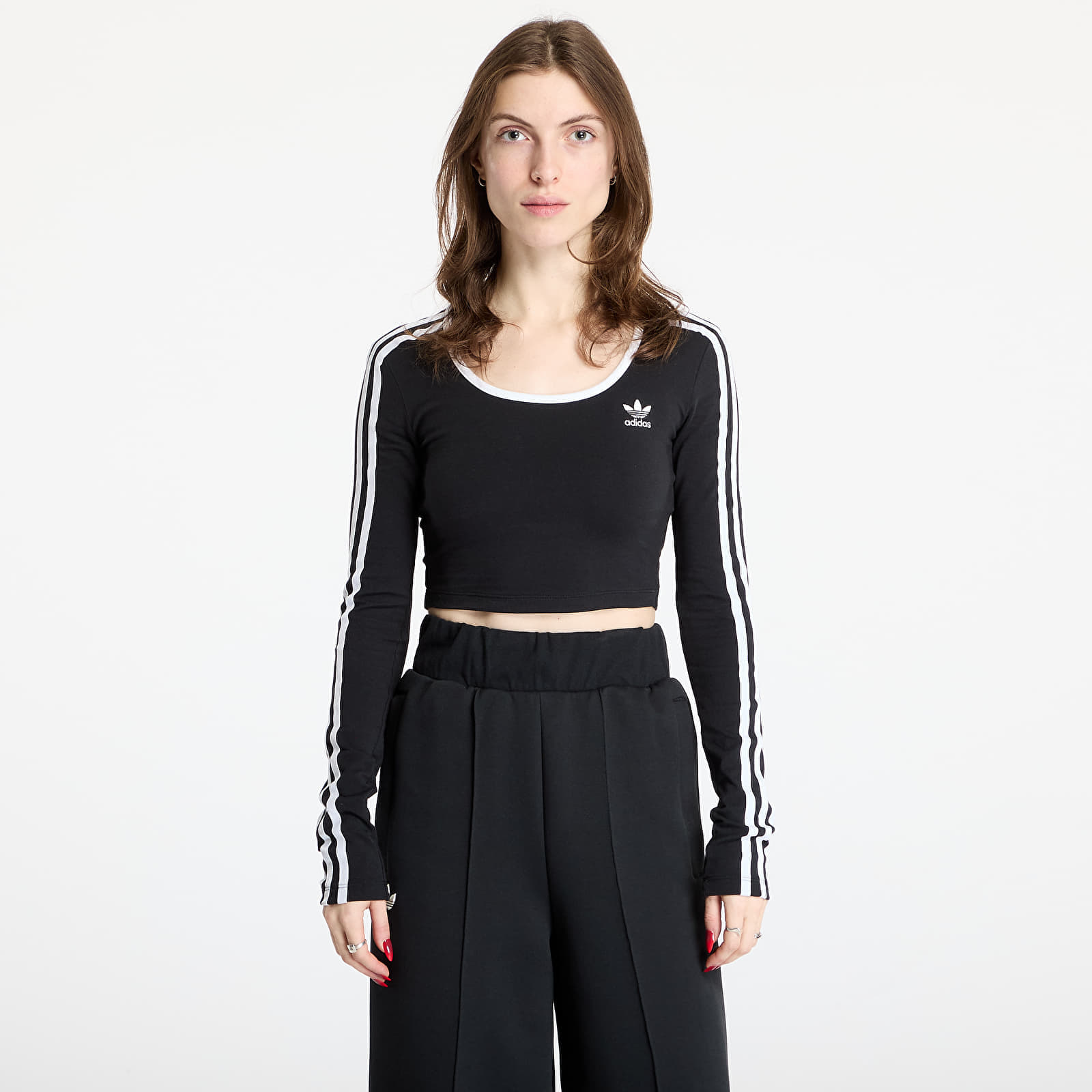 Top adidas Adicolor 3 Stripes Long Sleeve Crop Black XL