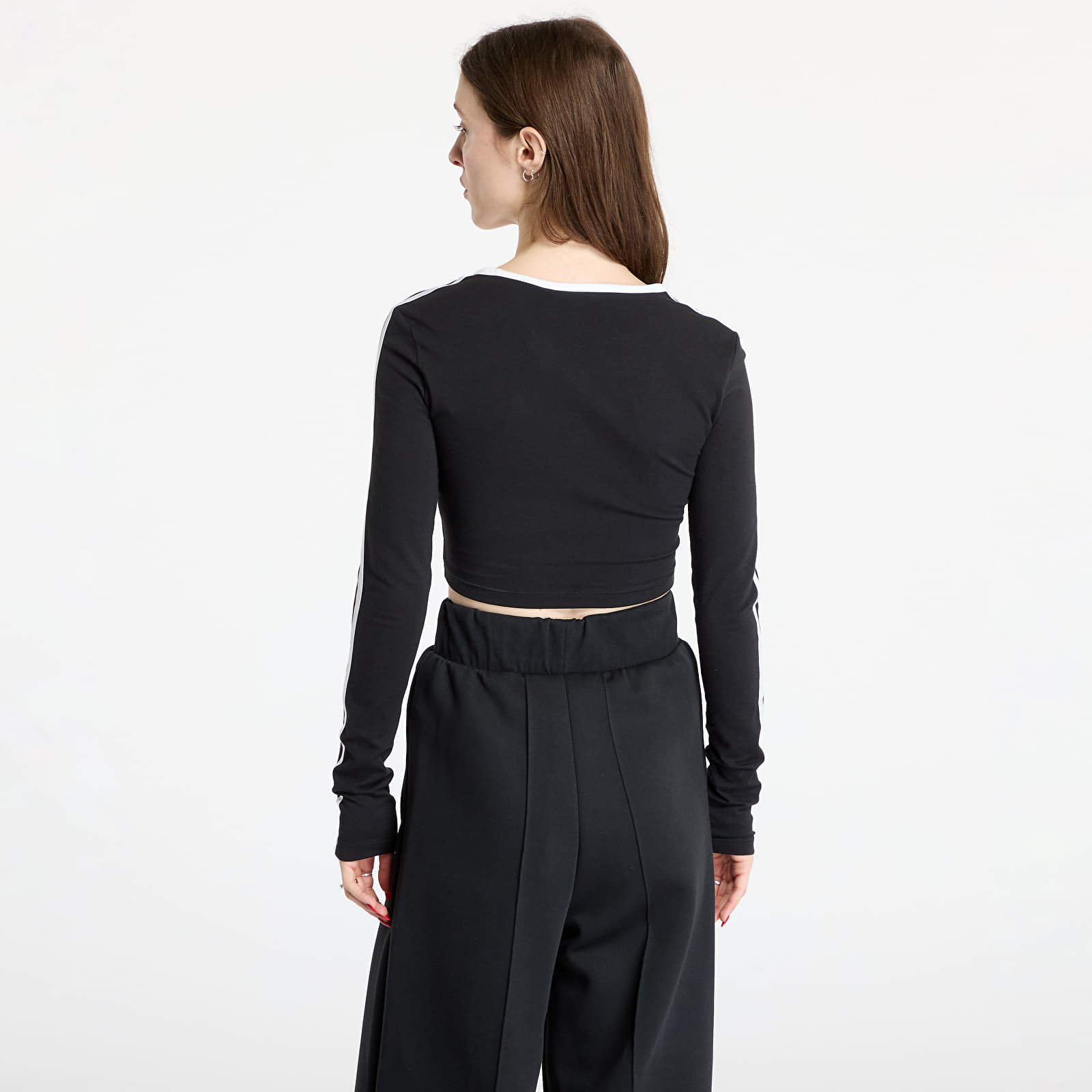 Women's tops adidas Adicolor 3 Stripes Long Sleeve Crop Black