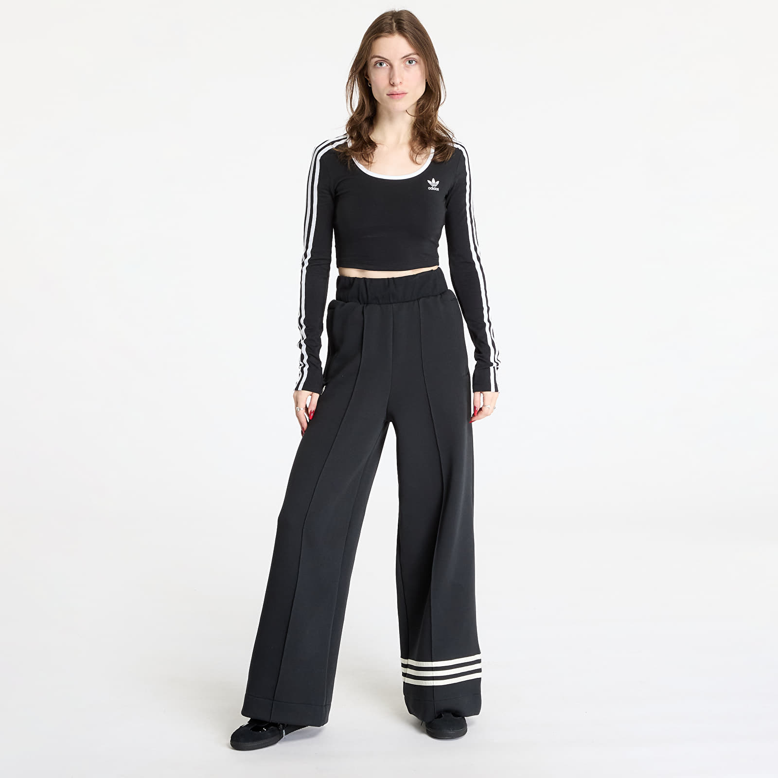 Top donna adidas Adicolor 3 Stripes Long Sleeve Crop Black Footshop