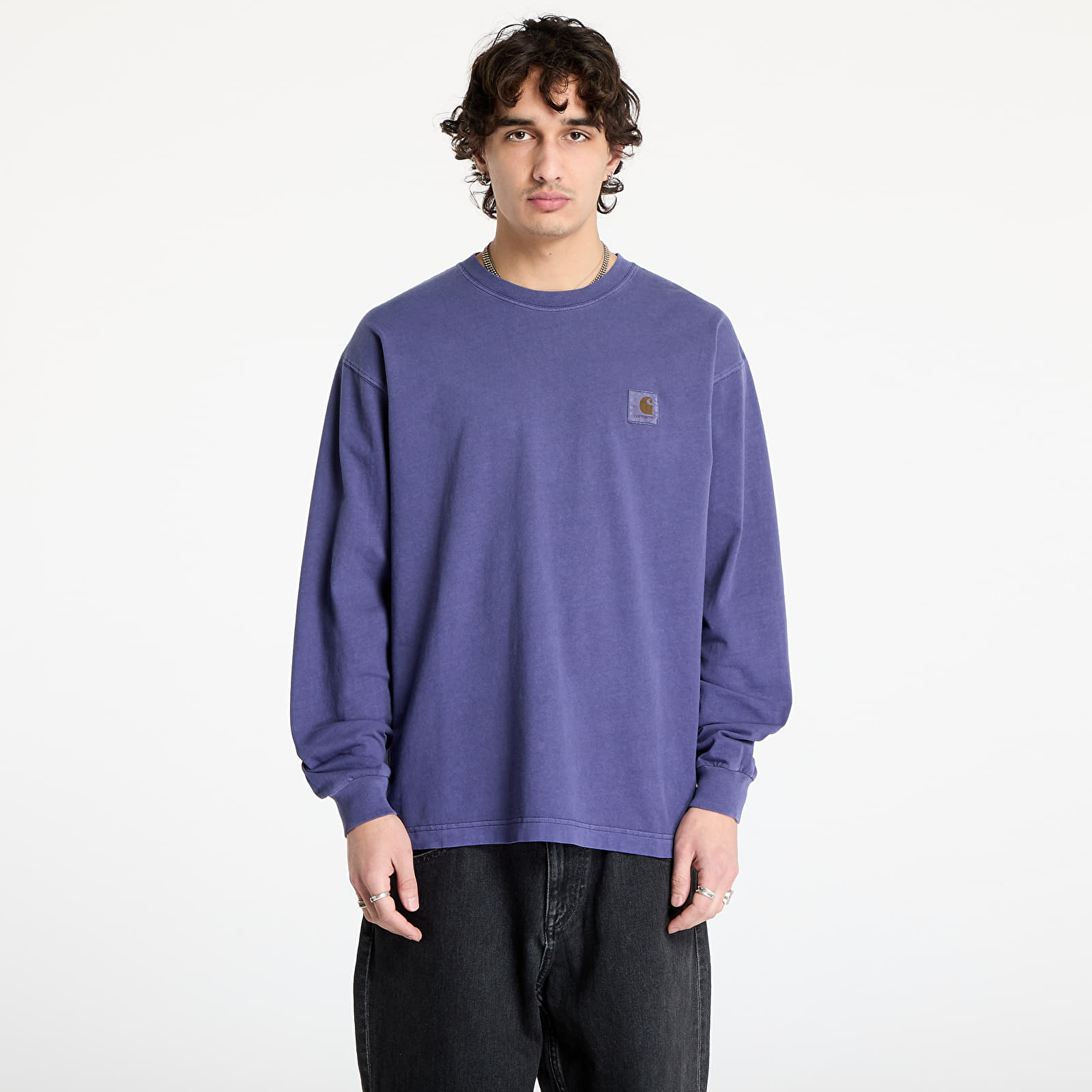 Männer T-Shirts Carhartt WIP L/S Vista T-Shirt UNISEX Aura Garment Dyed