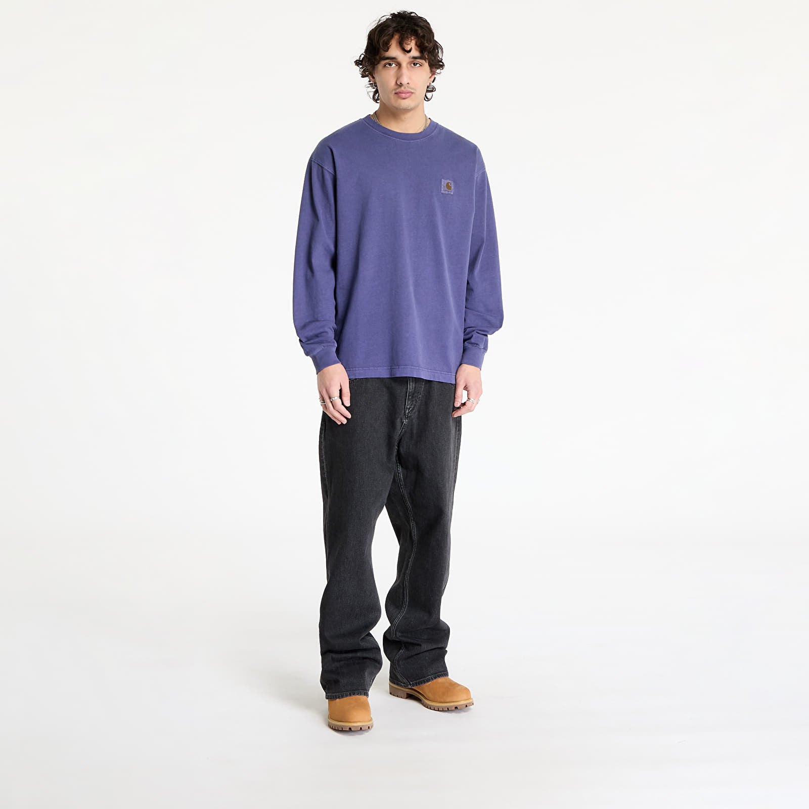 Männer T-Shirts Carhartt WIP L/S Vista T-Shirt UNISEX Aura Garment Dyed