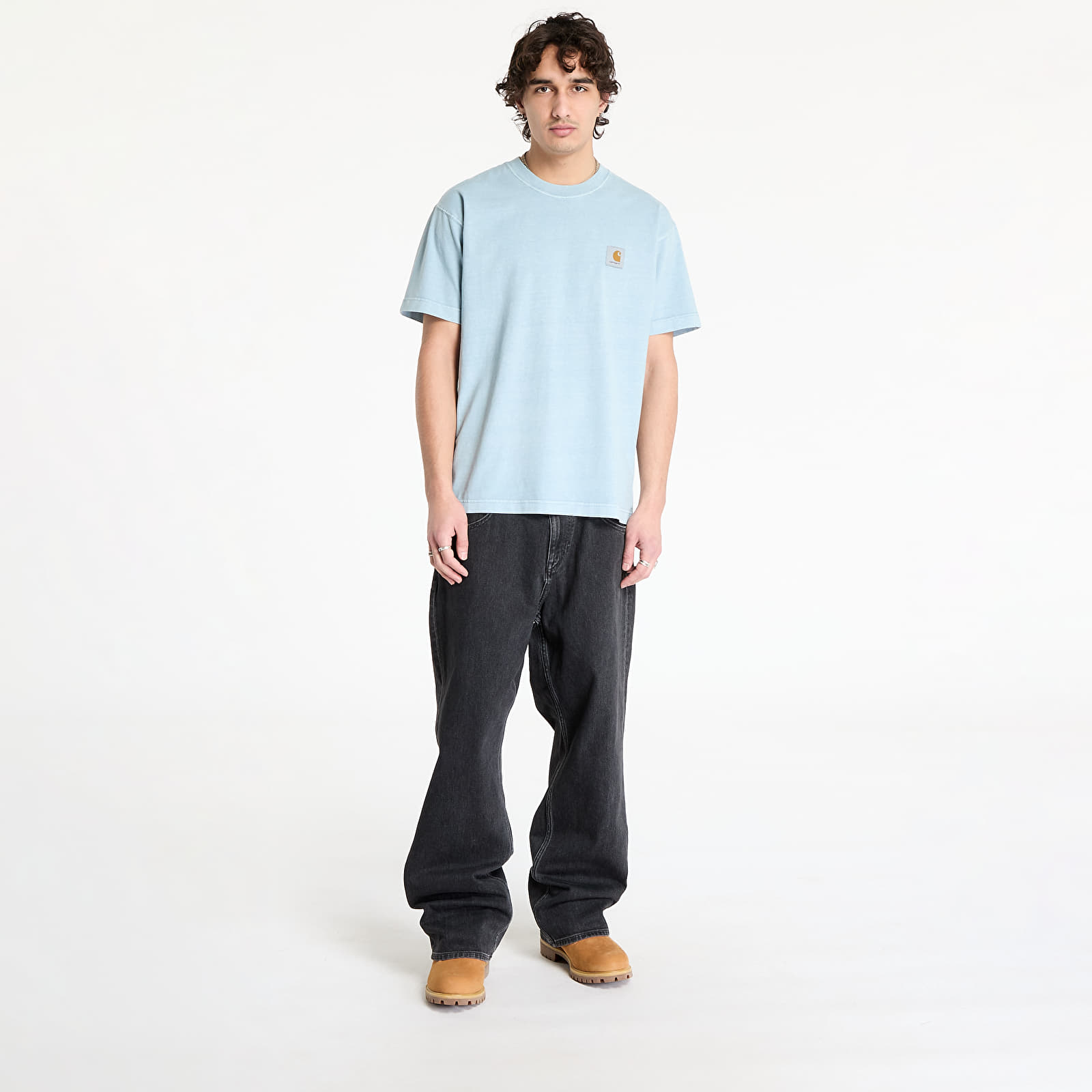Férfi pólok Carhartt WIP S/S Vista T-Shirt UNISEX Dusty Ice Garment Dyed