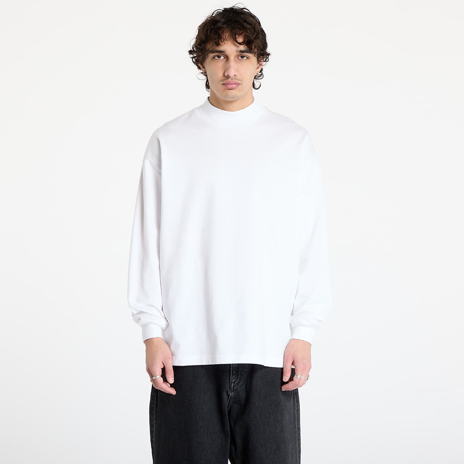 Koszulki Carhartt WIP Long Sleeve Script Mockneck T-Shirt UNISEX White
