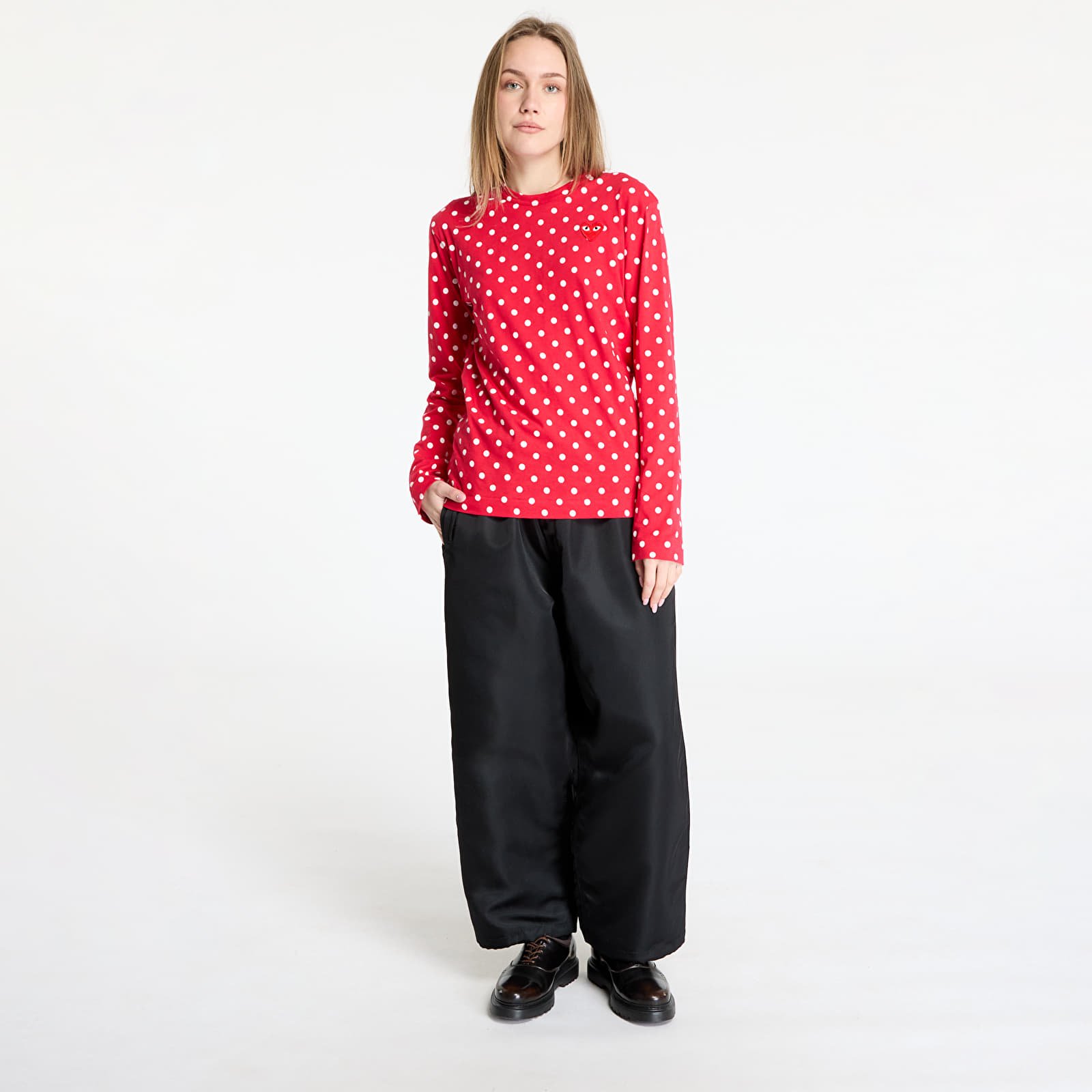 T-Shirts Comme des Garçons PLAY Heart Logo Long Sleeve Tee UNISEX Red