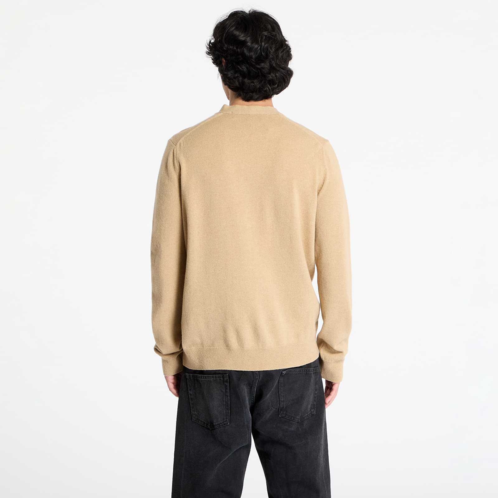 Swetry Comme des Garçons PLAY White Emblem V-Neck Cardigan Knit UNISEX Light Camel