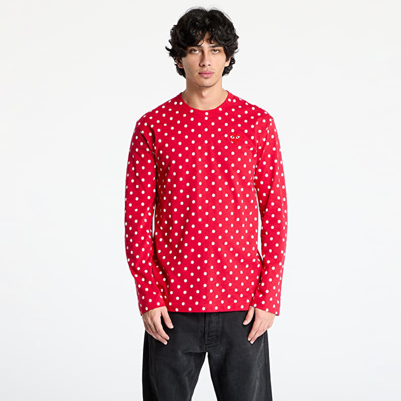 Comme des Garçons PLAY Heart Logo Long Sleeve Tee UNISEX Red
