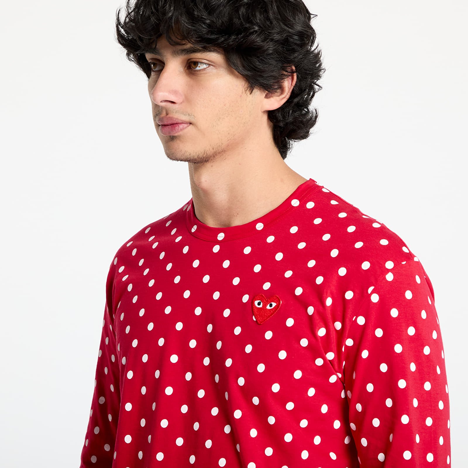 T-Shirts Comme des Garçons PLAY Heart Logo Long Sleeve Tee UNISEX Red