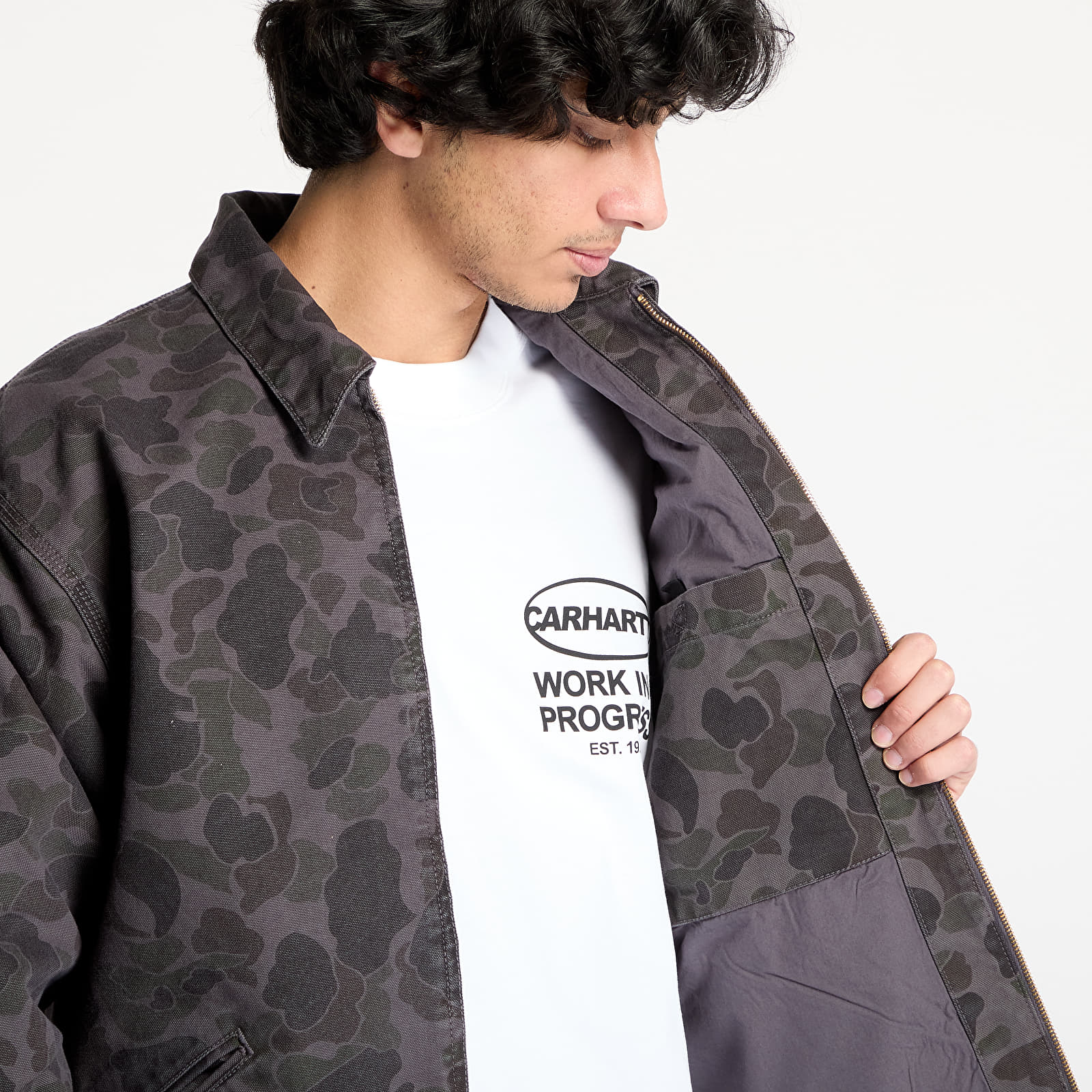 Men's jackets Carhartt WIP Duck Detroit Jacket UNISEX Camo Duck/ Green/ Graphite Garment Dyed