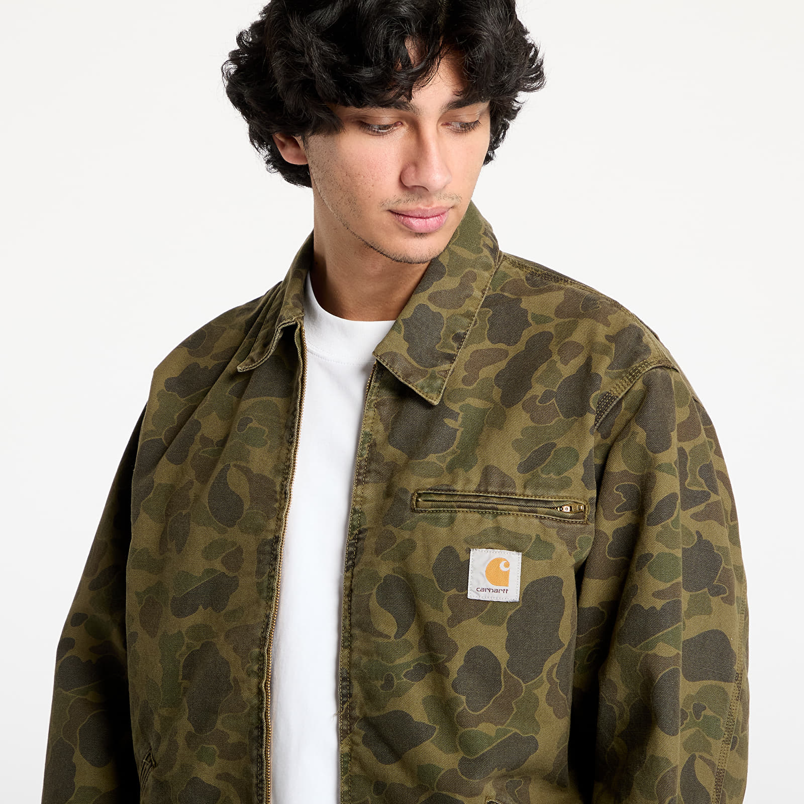 Men's jackets Carhartt WIP Duck Detroit Jacket UNISEX Camo Duck/ Green/ Office Green Garment Dyed