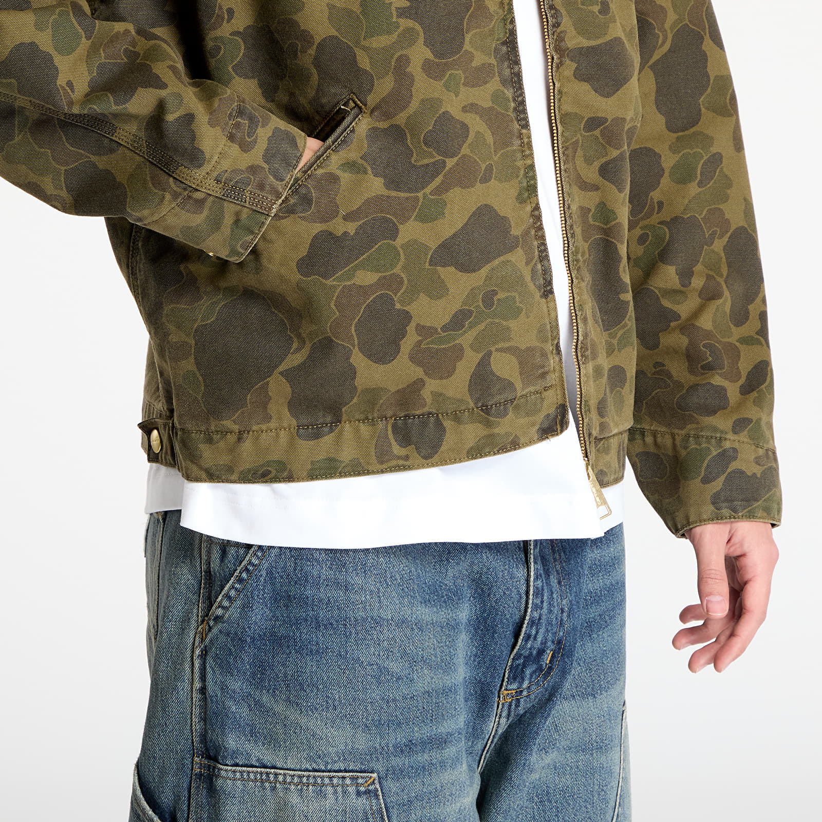 Men's jackets Carhartt WIP Duck Detroit Jacket UNISEX Camo Duck/ Green/ Office Green Garment Dyed