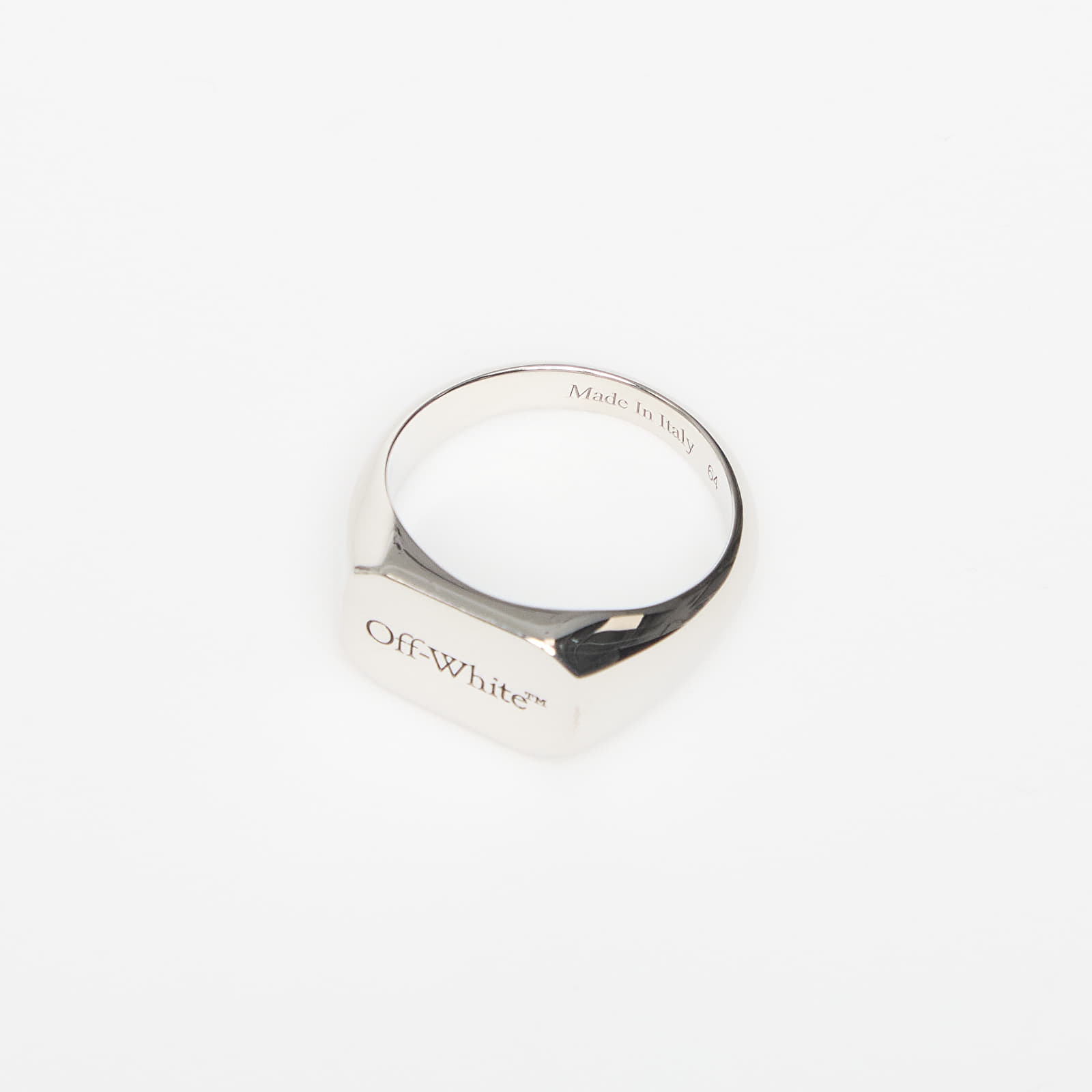 Prstani  Off-White Logo Silver Ring Silver/ Black