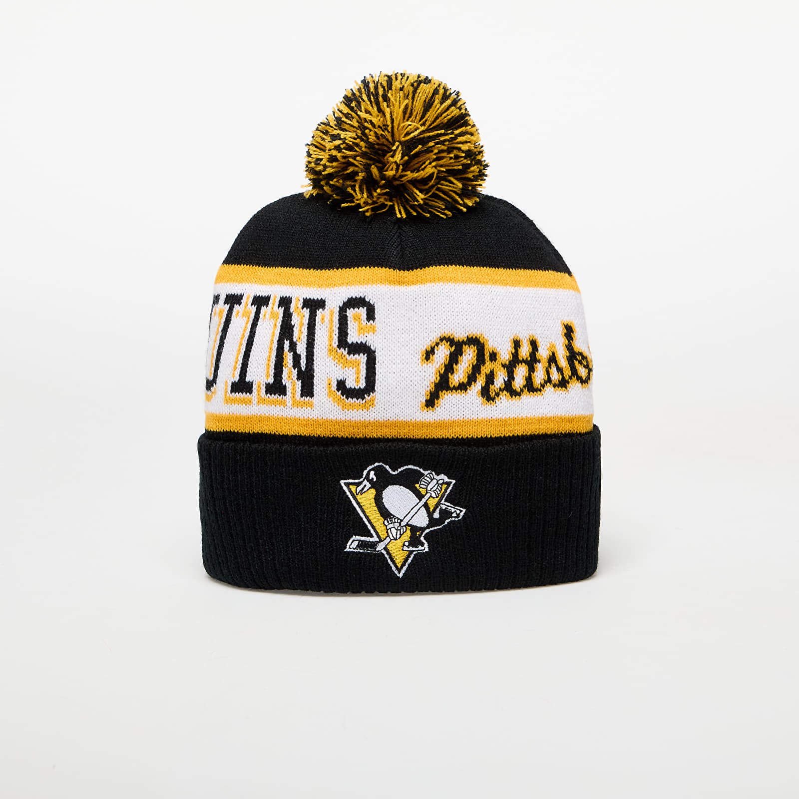 Hats Mitchell & Ness NHL Block Sweep Pom Knit Pittsburgh Penguins Black