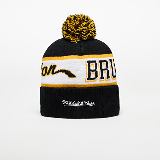 Hats Mitchell Ness NHL Block Sweep Pom Knit Boston Bruins Black Footshop