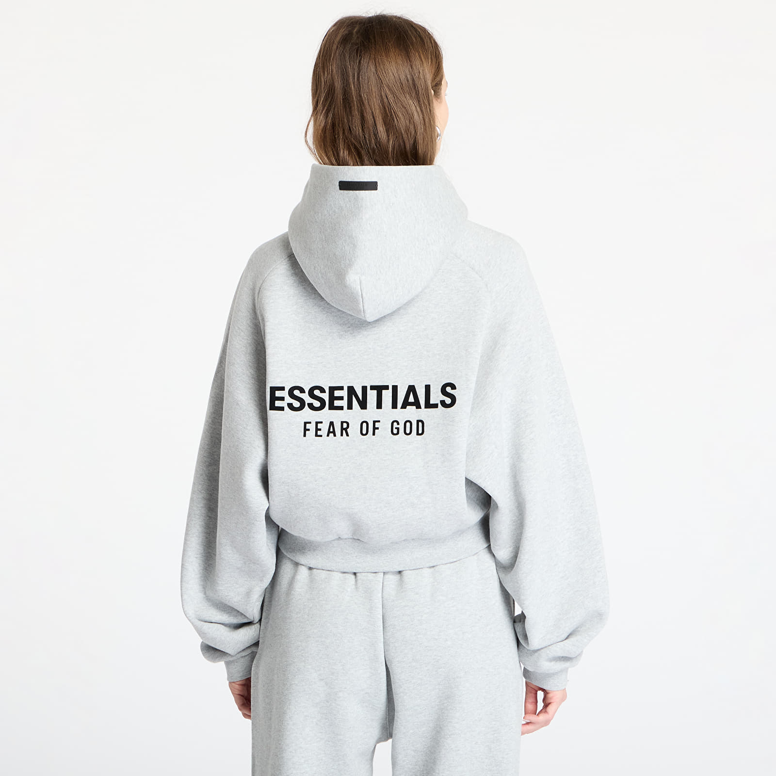 Kapucnis pulóverek és pulcsik Fear Of God ESSENTIALS Fleece Cropped Hoodie Light Heather Gray