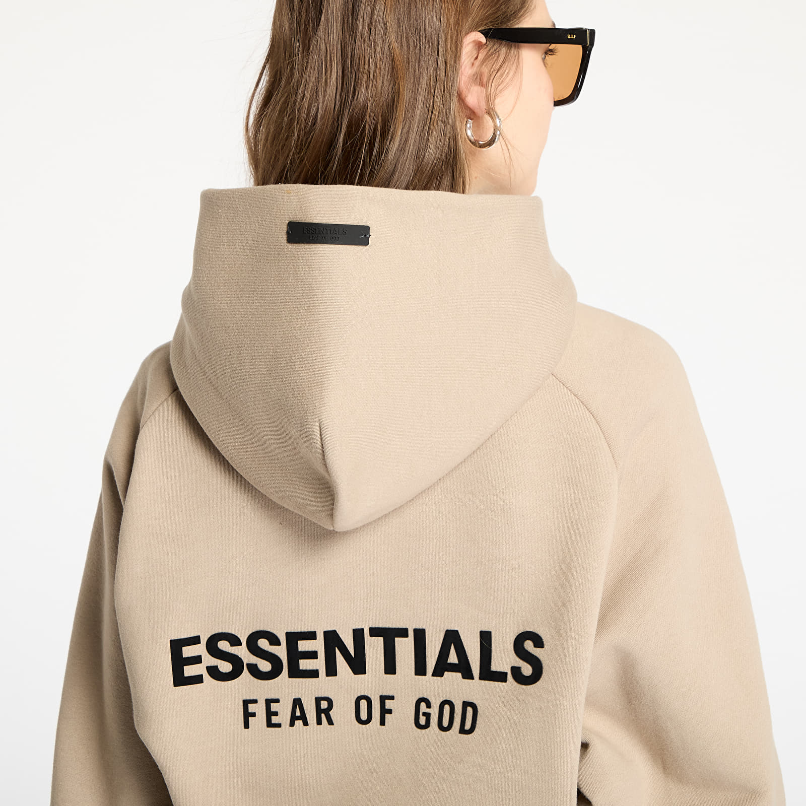 Sudaderas Fear Of God ESSENTIALS Fleece Cropped Hoodie Desert Sand
