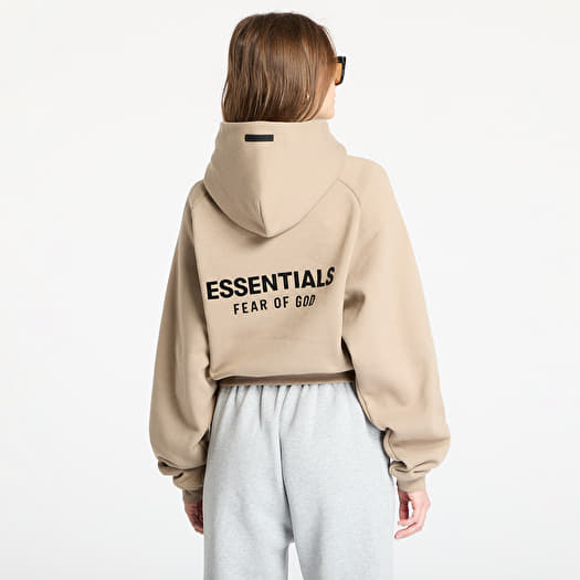 Felpe Fear Of God ESSENTIALS Fleece Cropped Hoodie Desert Sand