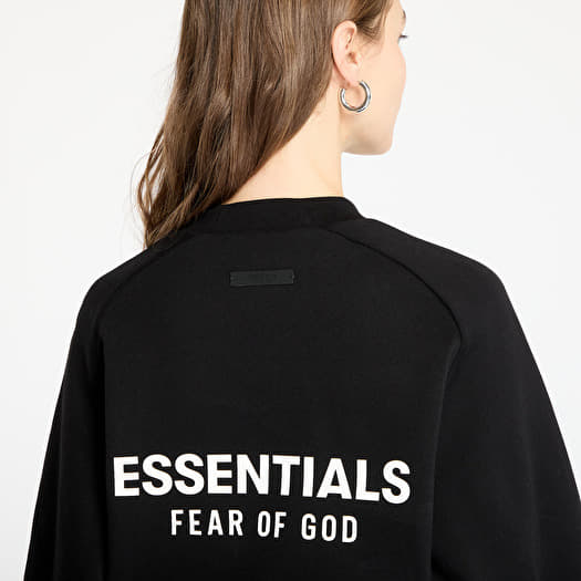 Fear Of God ESSENTIALS Fleece Cropped Crewneck Black | Footshop