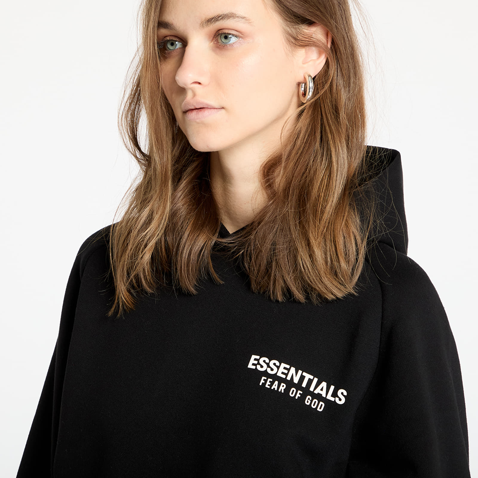 Sweatjacken und Sweatshirts Fear Of God ESSENTIALS Fleece Cropped Hoodie Black