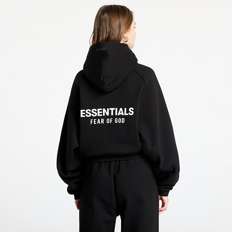 Fear Of God ESSENTIALS Fleece Cropped Hoodie Black | Footshop