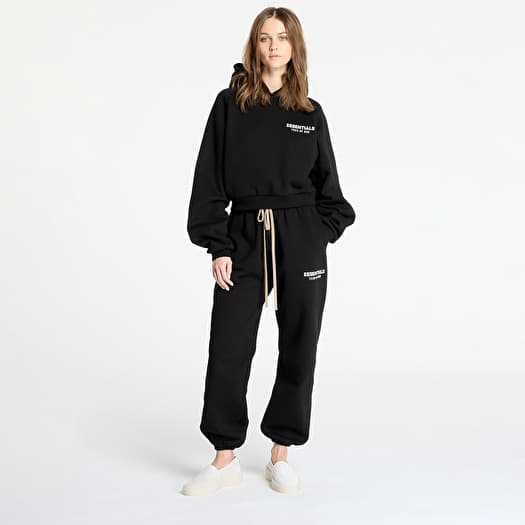 Fear Of God ESSENTIALS Fleece Cropped Hoodie Black | Footshop