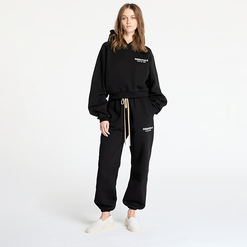 Fear Of God ESSENTIALS Fleece Cropped Hoodie Black | Footshop