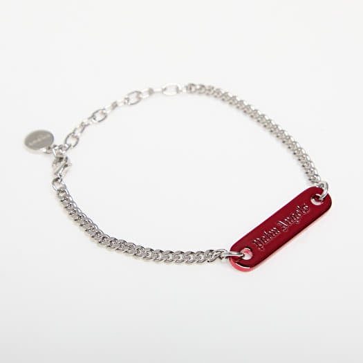 Palm Angels Logo Plate Bracelet Silver/ Red