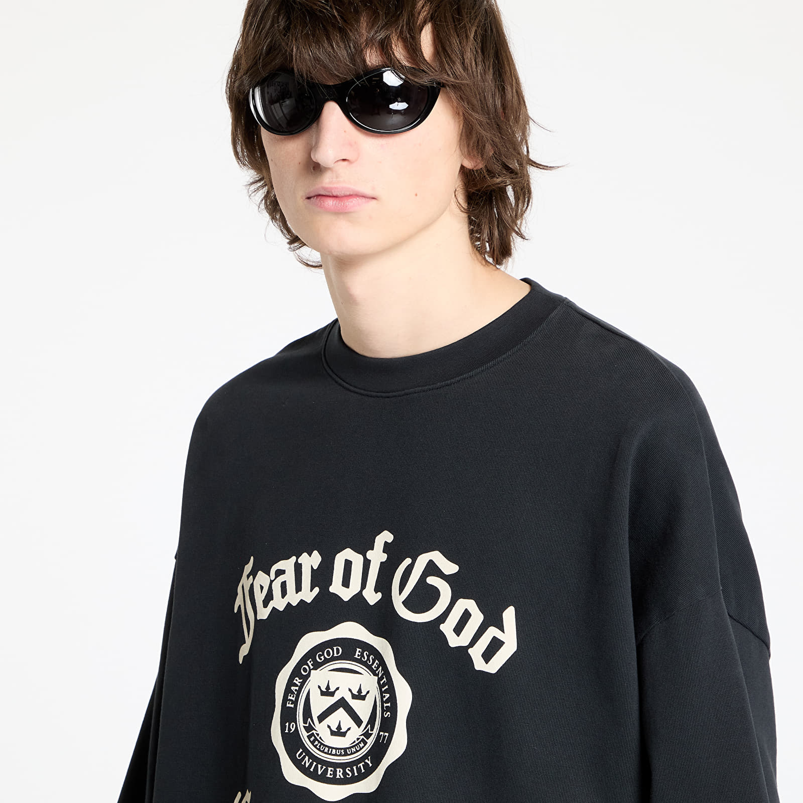 Pólók Fear Of God ESSENTIALS Heavy Longsleeve Tee Black