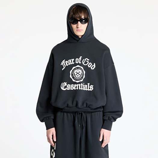 Fear Of God ESSENTIALS Heavy Fleece Vintage Shrunken Hoodie Black