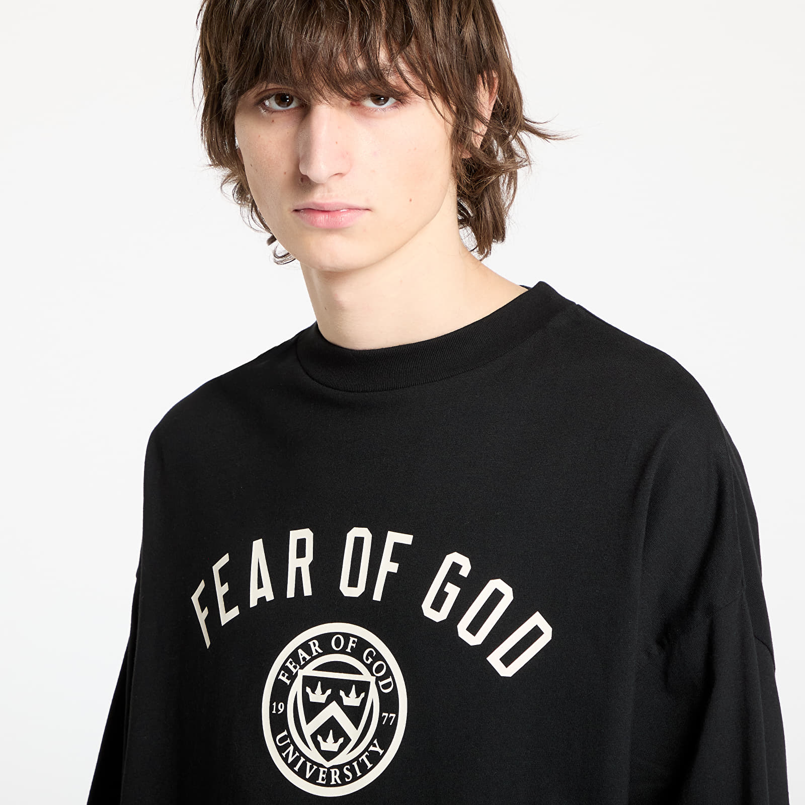 Pólók Fear Of God ESSENTIALS Jersey Long Sleeve Tee Black